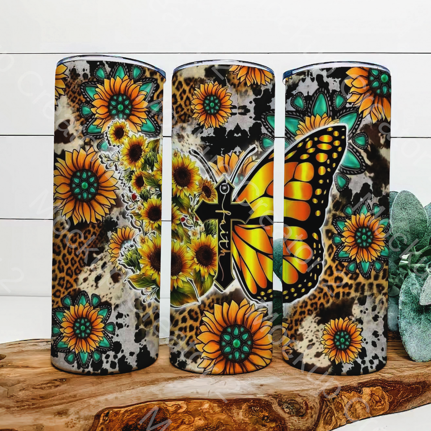 Sunflower butterfly tumbler