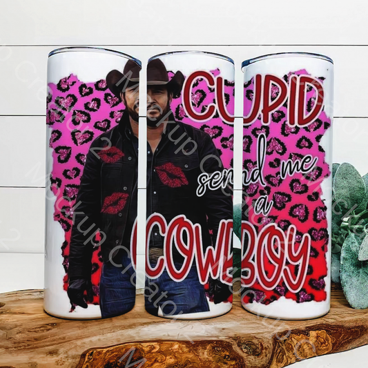 cupid send me a cowboy tumbler