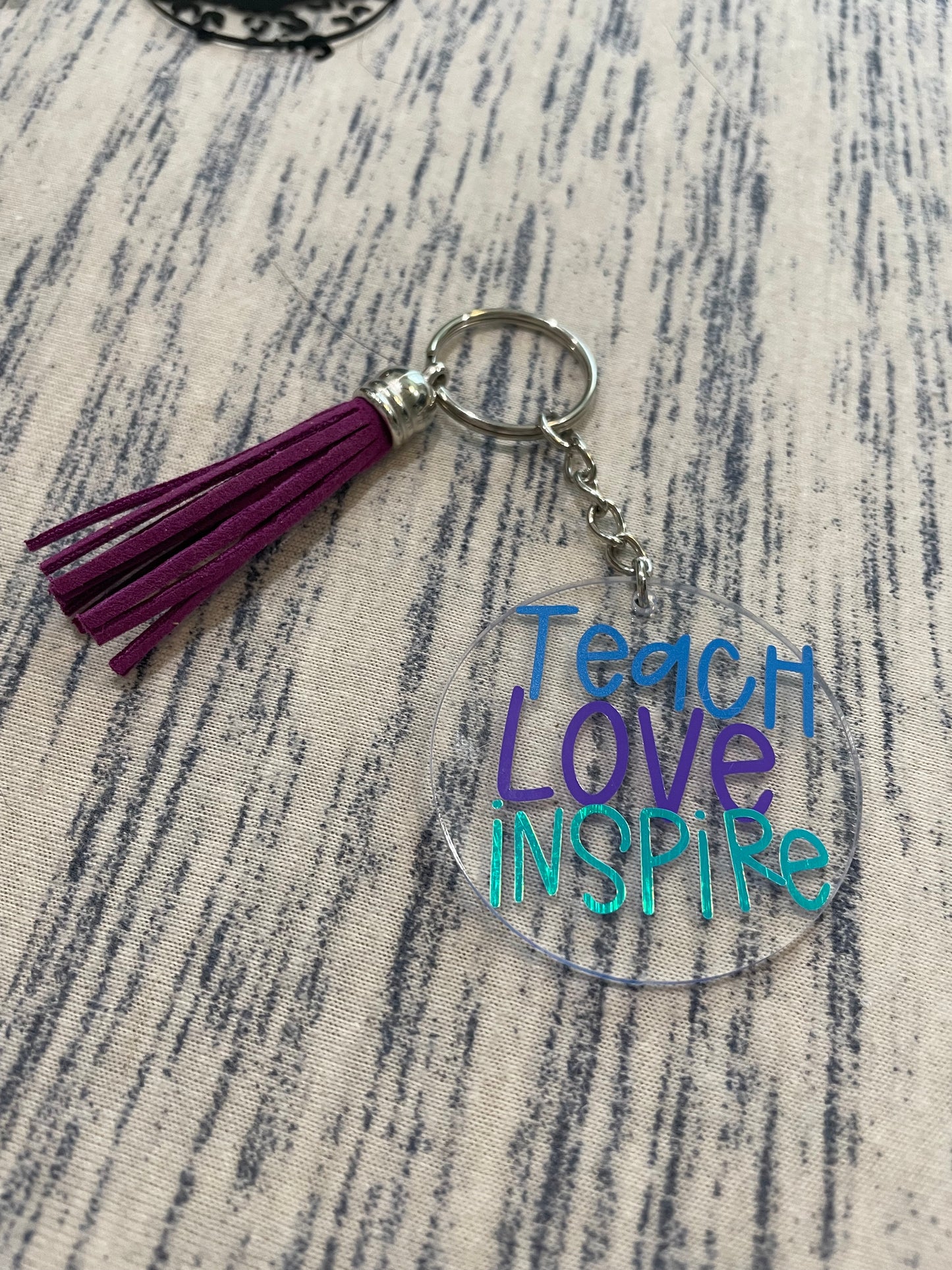 teach love inspire keychain