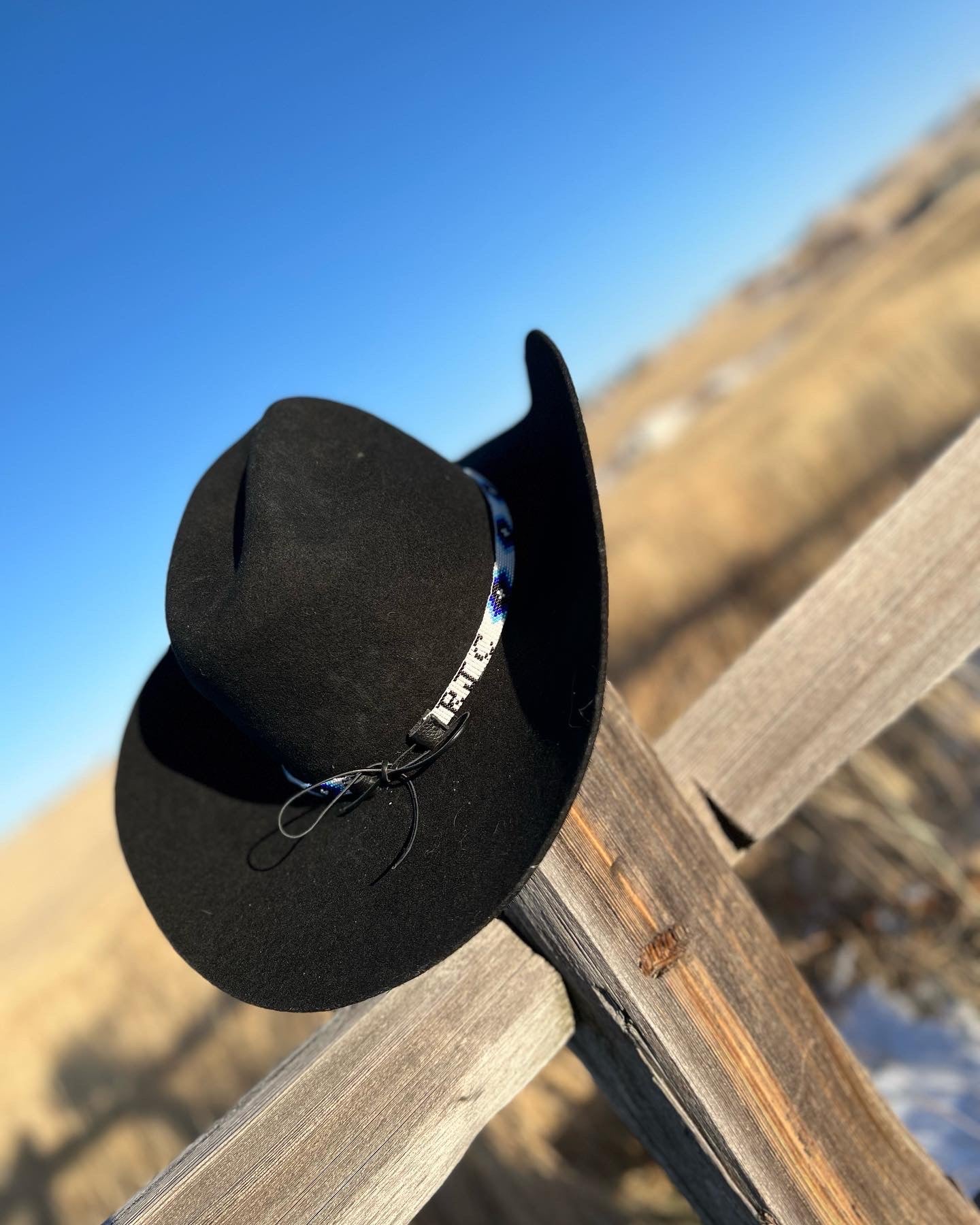 blue and purple navajo hat band