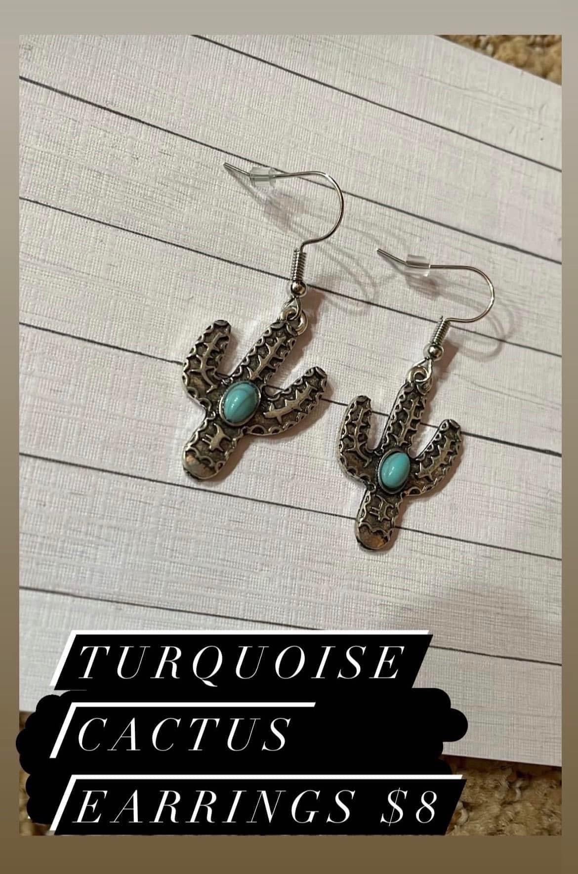 turq cactus earrings