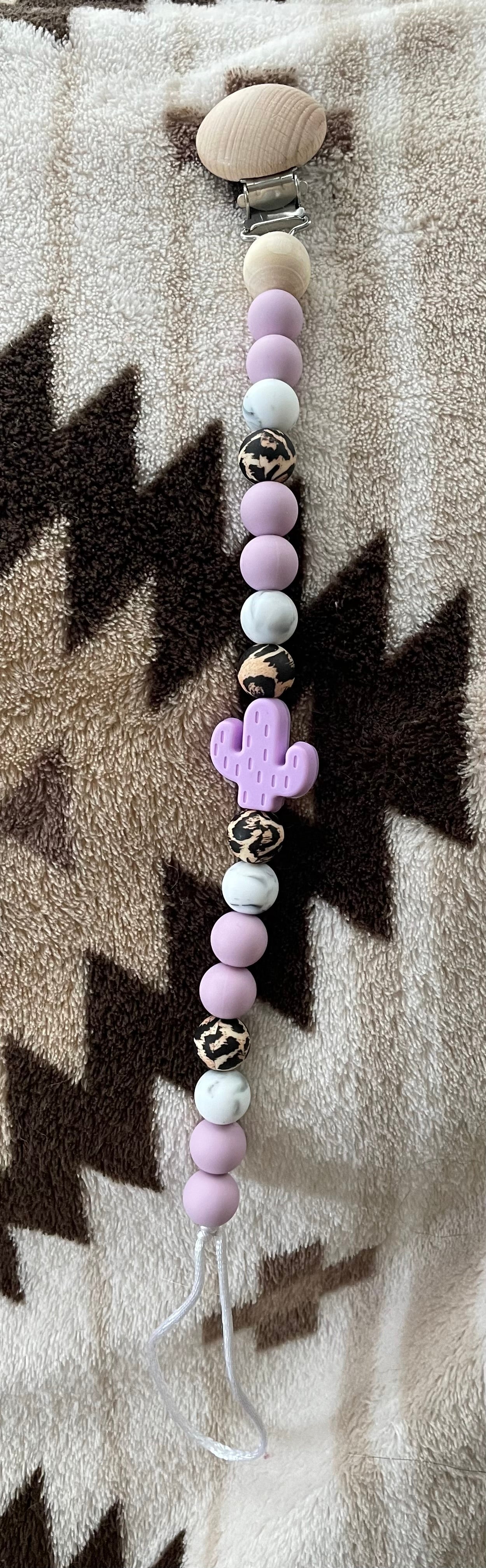 purple and cheetah paci clip