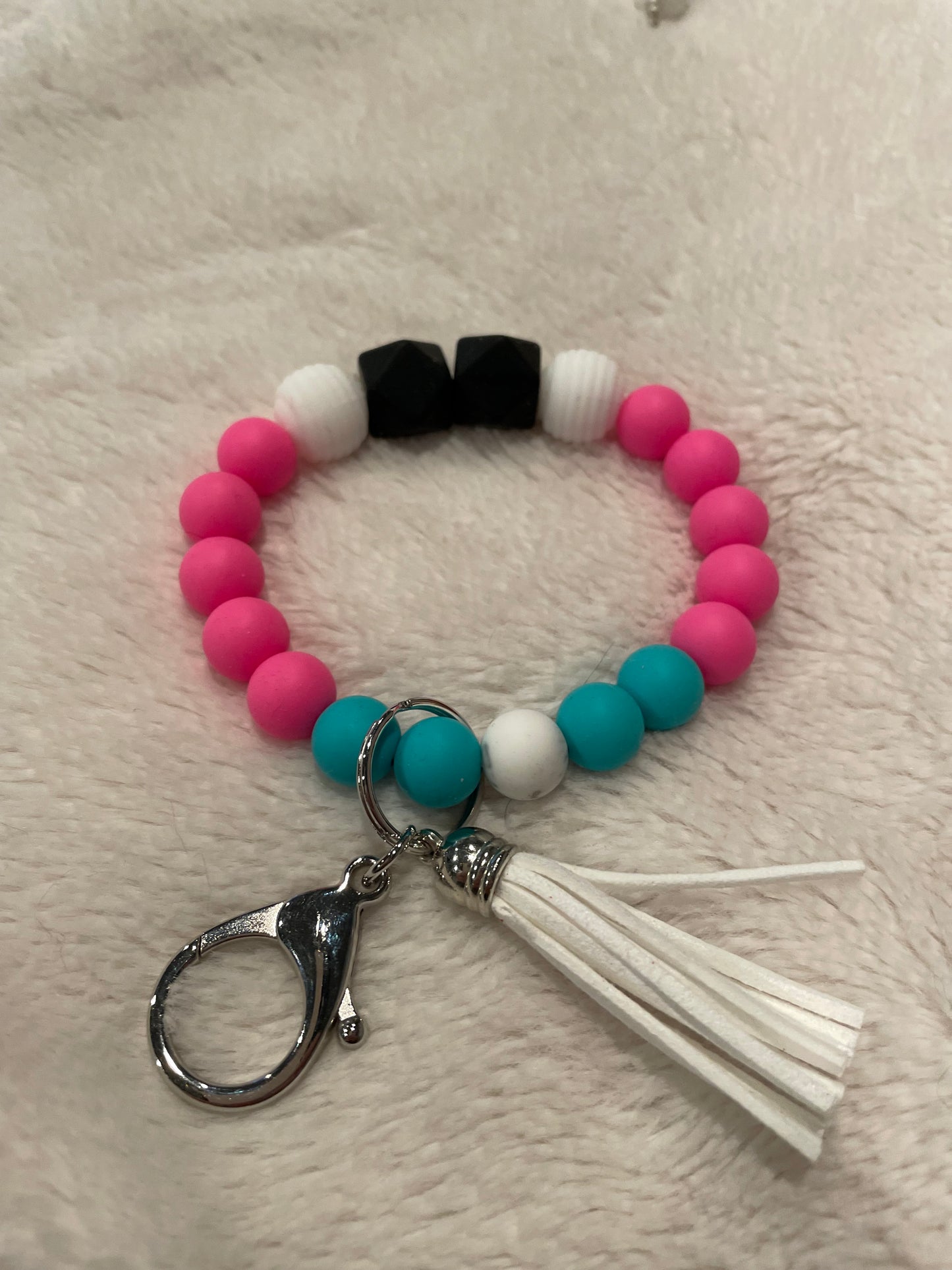 pink and teal keychain